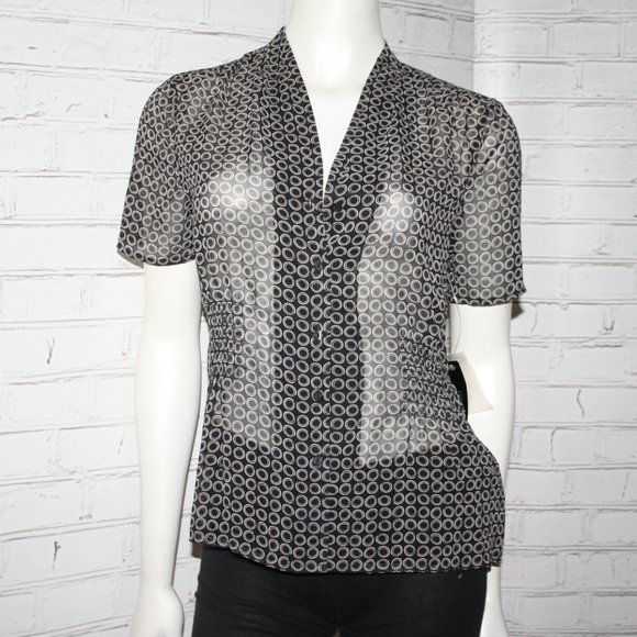 🖤🌫️📎 East 5th Sheer Blouse · Black & Gray · Size 6 - Picture 1 of 7